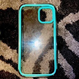 iPhone 11 case in teal blue. It comes apart into 3 pieces for easy cleaning.